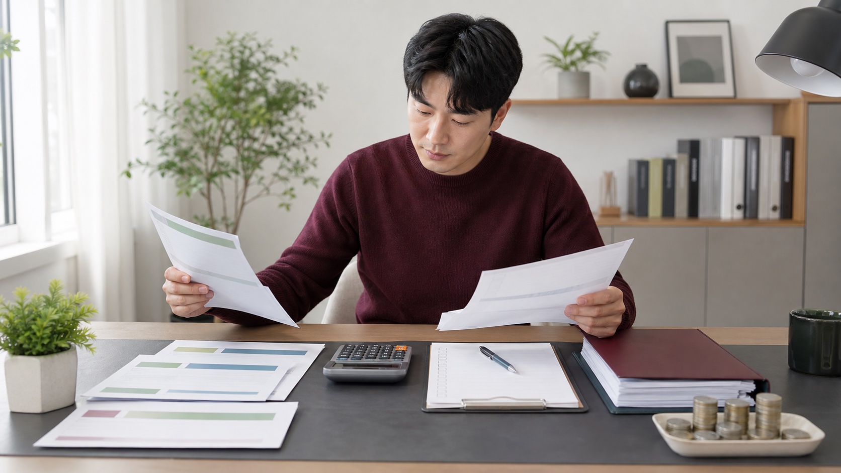 예금 이자와 배당금의 세전 금액을 합산해 2천만원 기준을 확인하는 모습
