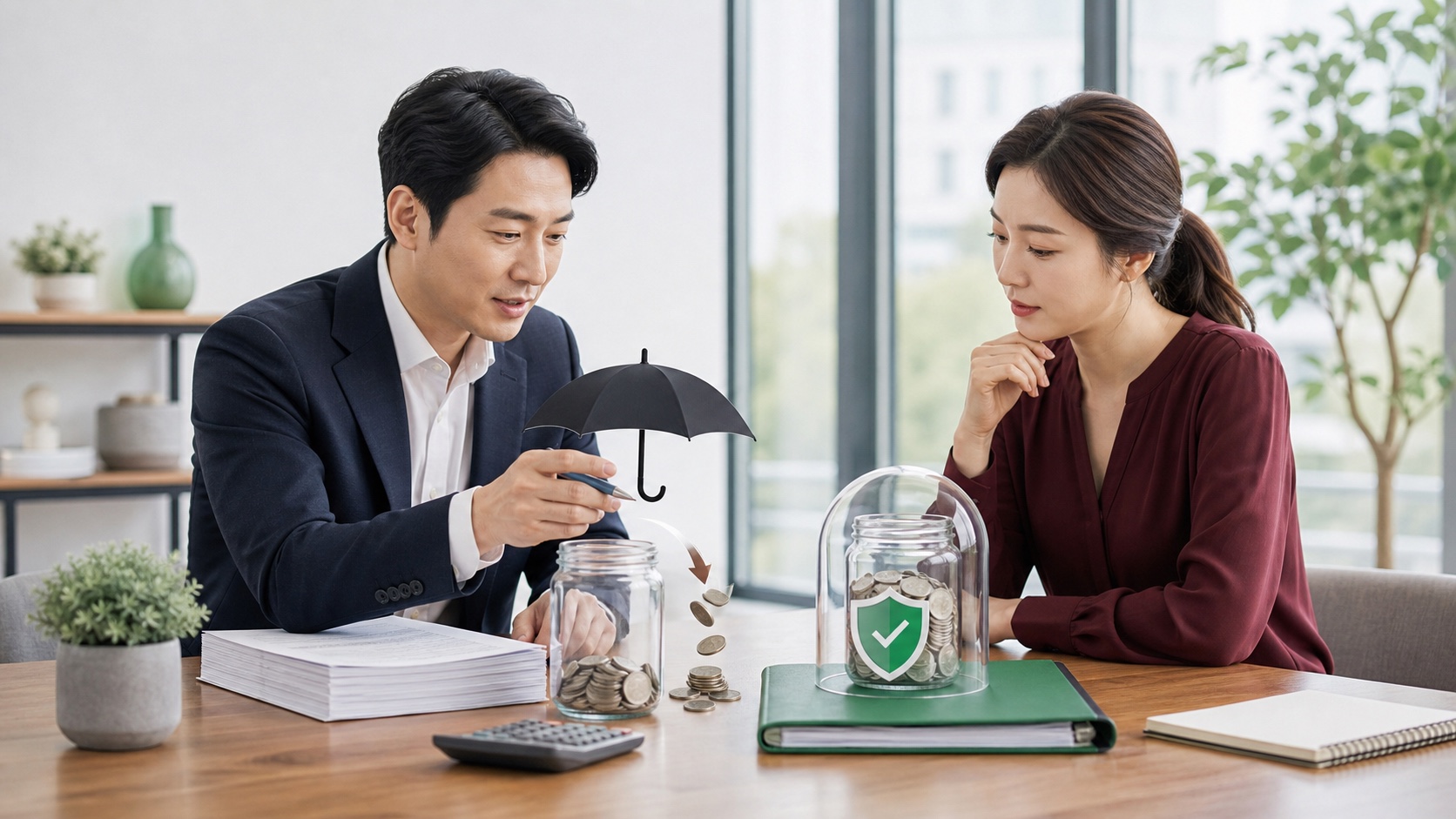 금융 소비자가 일반 예금과 ISA 예금의 세후수익과 만기 조건을 비교하는 모습