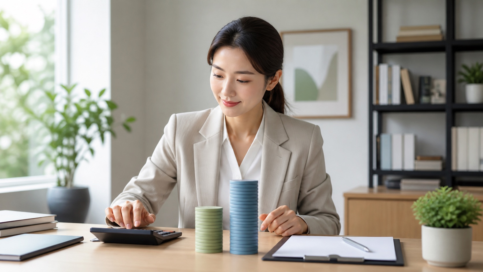 세무전문가가 두 단계로 나뉜 기부금 세액공제액을 계산하는 모습