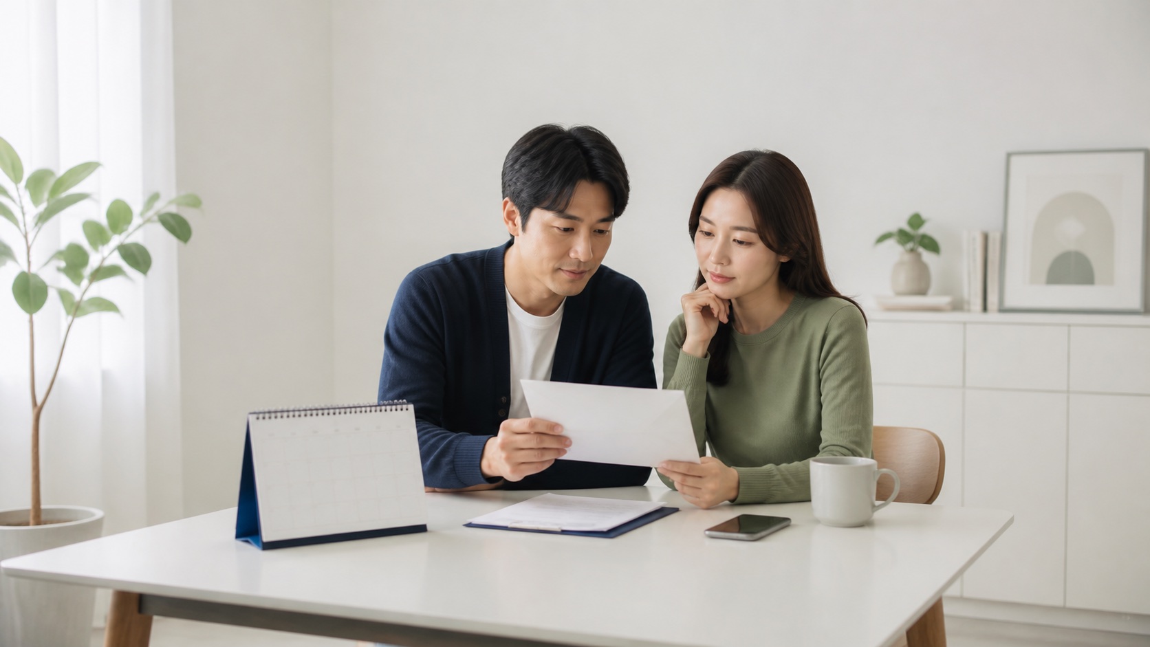 직장인이 9월 달력과 근로장려금 안내문을 함께 확인하며 신청기한을 표시하는 모습