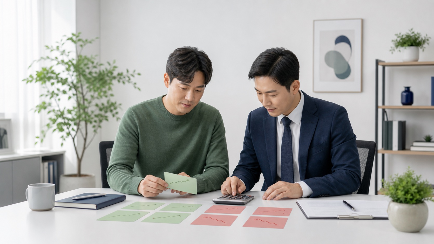 투자자가 ETF 수익과 채권형 펀드 손실 및 예금 이자를 한 표에서 합산하는 모습