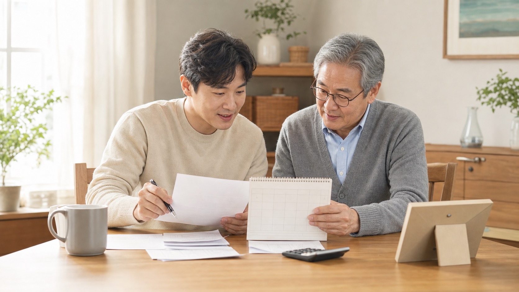 부양가족 연말정산 자료를 함께 확인하는 가족